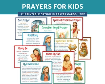 Catholic Prayer Cards for Kids, Printable Catholic Prayers, Holy Cards for Children, First Holy Communion Gift, Homeschool Digital Download