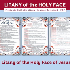 Litanies de la Sainte Face de Jésus, cartes de prière catholiques en téléchargement numérique, dévotion de la Sainte Face imprimable, cartes de prière catholiques traditionnelles