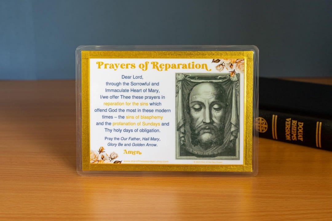 Prayers of Reparation, Holy Face of Jesus Prayer Card, Catholic ...