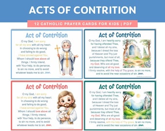 Act of Contrition and Penance Prayers for Kids, Confession Prayer Cards, First Reconciliation Gift