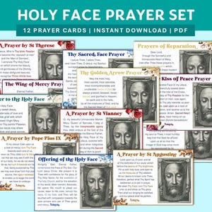 Preghiere cattoliche del Santo Volto di Gesù, Devozione al Santo Volto stampabile, Biglietti di preghiera cattolici tradizionali, Biglietti di preghiera cattolici da scaricare digitalmente