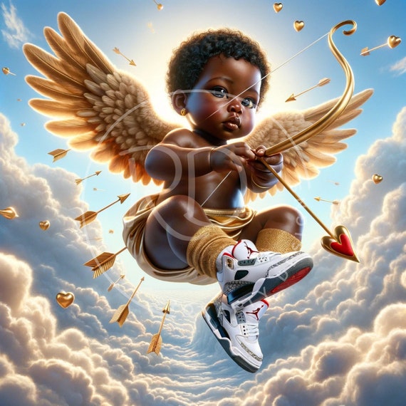 Black Cupid Valentines Love. Black Baby Cupid. Black Valentines