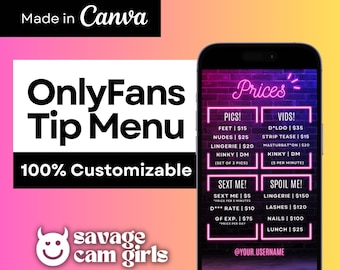 Onlyfans Tip Menu Template for Onlyfans Creators | Onlyfans Promo