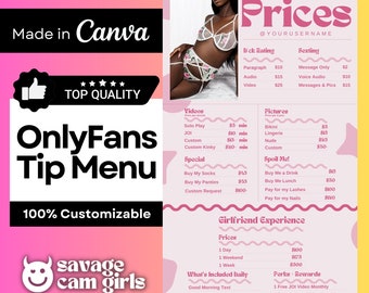 OnlyFans Tip Menu Template for OnlyFans Creators with Girlfriend Experience OnlyFans Guide for Pricing