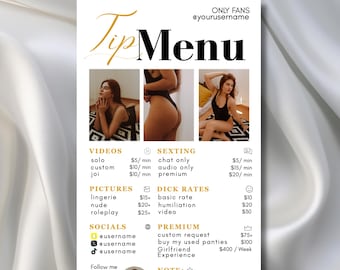 OnlyFans Tip Menu | Editable Tipping Menu Template, Customizable in Canva