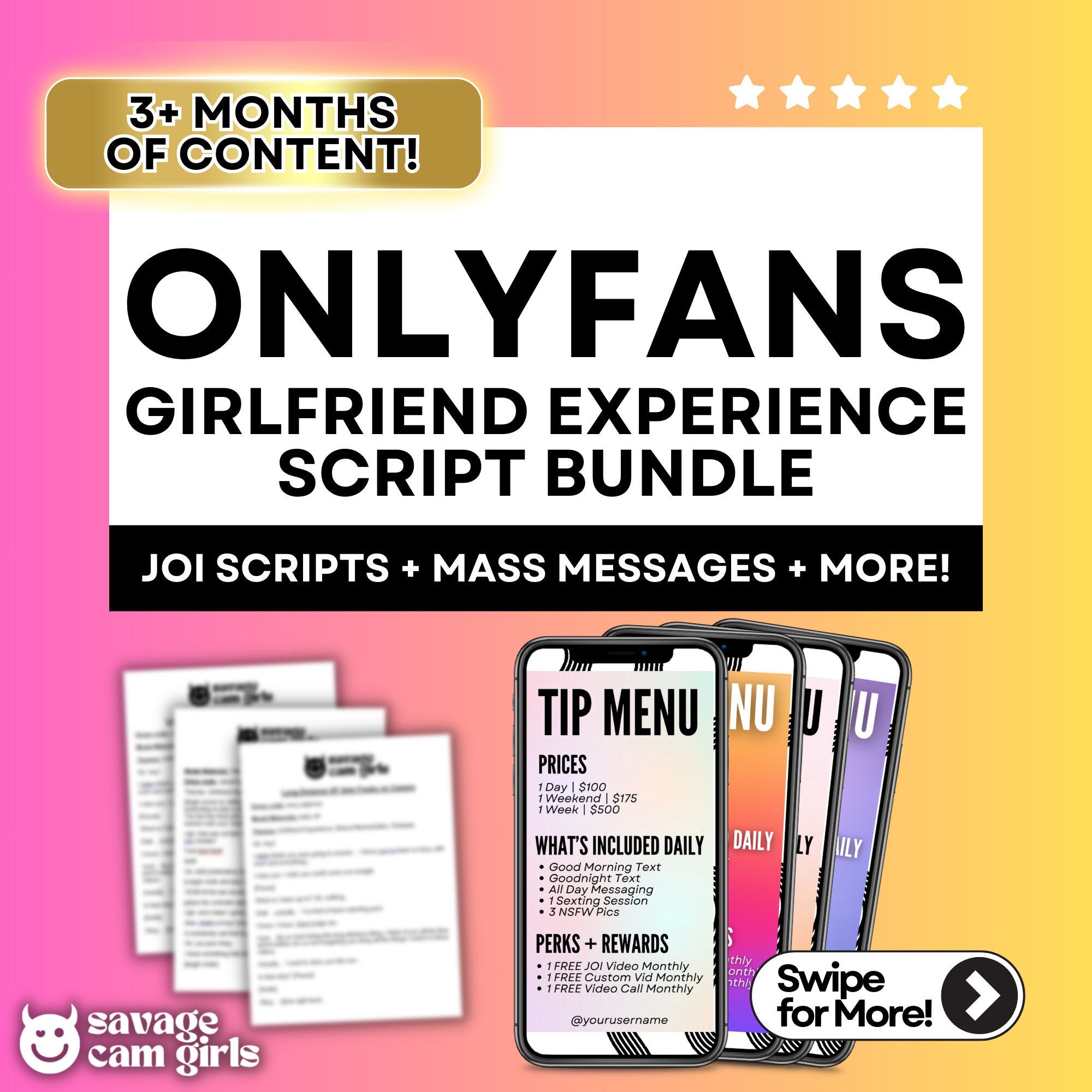 OnlyFans Girlfriend Experience JOI Scripts and OnlyFans Content Ideas OnlyFans Script for OnlyFans Planner