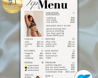 OnlyFans Tip Menu Template | Editable Pricing Menu with Custom Text | Customize in Canva