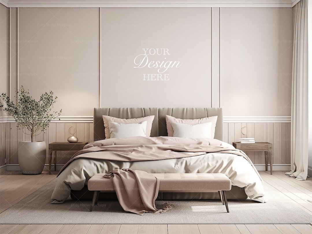 Bedroom Mockup, Master Bedroom Wall Mockup, Blank Wall, Empty Wall ...