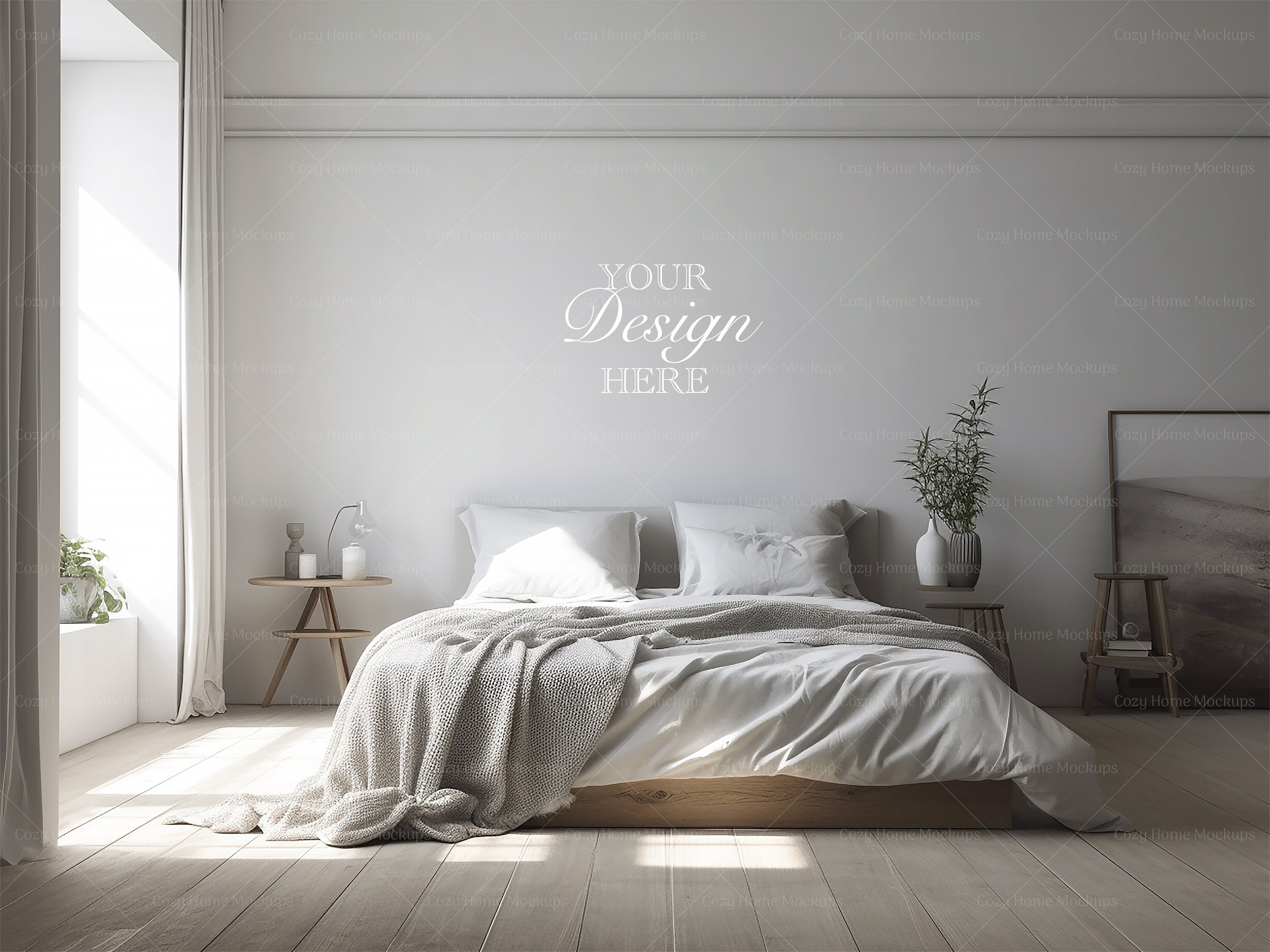 Bedroom Mockup, Master Bedroom Wall Mockup, Blank Wall, Empty Wall ...
