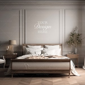 Mockup camera da letto, Mockup parete camera da letto principale, Muro bianco, Mockup muro vuoto, Mockup minimalista, Muro vuoto, Mockup muro, Mockup interno