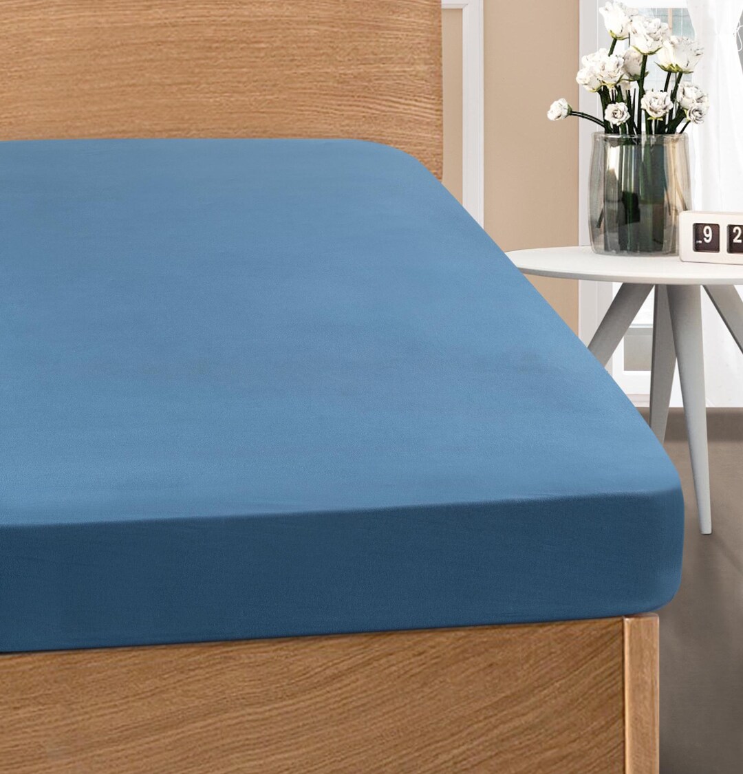 King Size Teal Fitted Bed Sheet