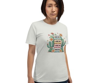 Retro Cassette Floral T-Shirt – Vintage Music Lover Tee, Indie Style Shirt