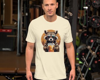 Raccoon Drinking Iced Coffee T-Shirt – Funny Animal Graphic Tee, Streetwear Style