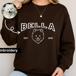 Custom Embroidered Dog Sweatshirt, Personalised Pet Portrait from Photo Sweater, Birthday Gift for Dog Mom, Pet Lover Present for Dog Owner
