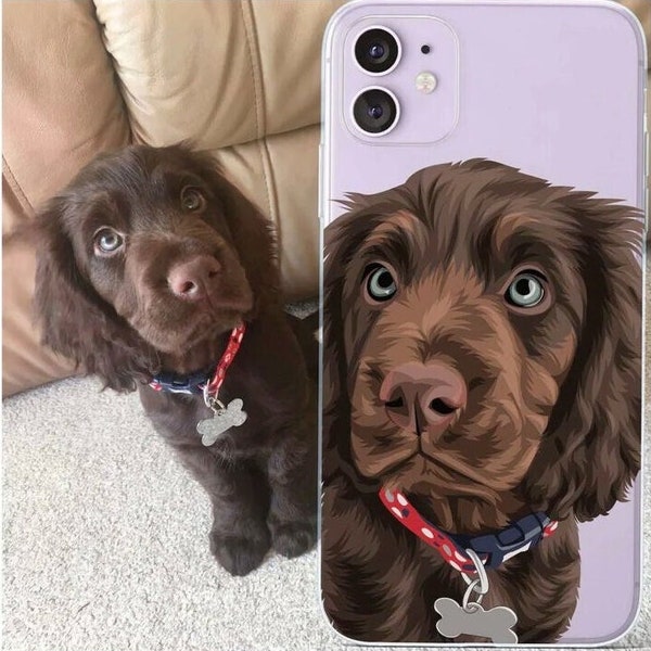 PET Painting Portrait Dog Cat Horse Animal  Personalised Custom Photo CLEAR Phone Cover Case for iPhone 15 14 13 Pro Max Plus Samsung Galaxy