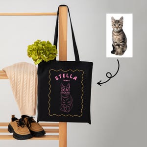 Custom Pet Tote Bag – Personalized Pet Portrait Canvas Bag for Dog or Cat Lovers, Pet Mom Gift, Birthday or Memorial Keepsake,Pet Loss gift
