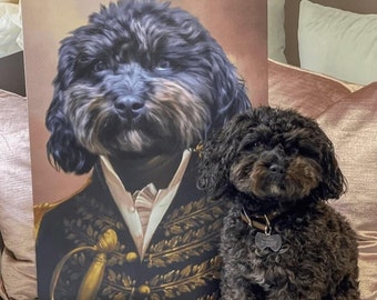 Custom Renaissance Pet Portrait, Royal Pet Portrait, Birthday Gift,Dog Art Regal Pet Portrait,Pet Loss Gift, Dog Passed Away,King Queen Pet