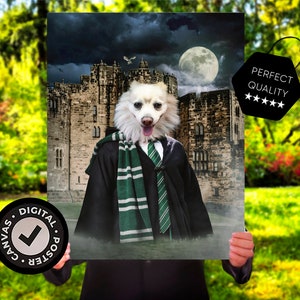 Custom Wizard Pet Portrait, Cat Portrait, Personalized Gift for Pet Lovers, Wall Pet Portrait, Custom Art From Photo Funny Pet Lover Gift