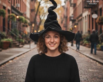 Twisted Velvet Witch Hat, Gothic Cosplay Costume Accessory