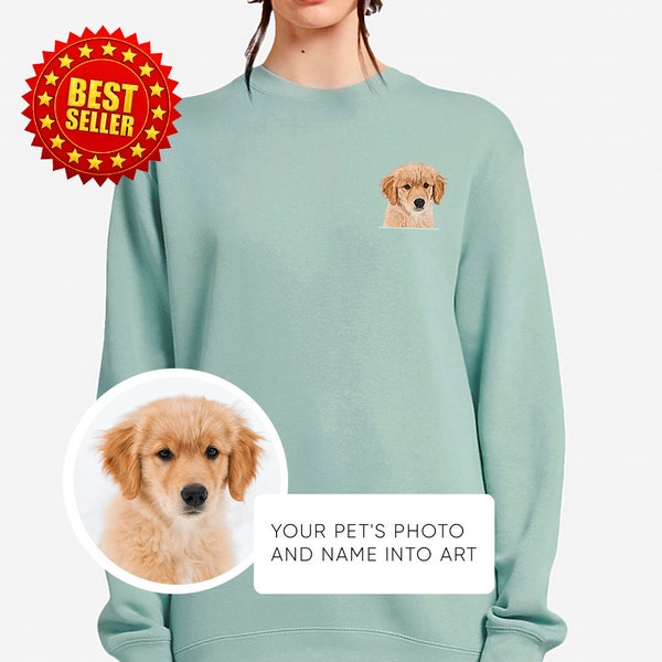 Custom Pet Portrait shirt, T-shirt with pet photo and name, custom pet hoodie, Custom cat shirt Using Pet Photo + Name, Dog Portrait Sweater