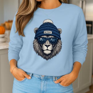 Detroit Lions Crewneck Sweatshirt, Gildan Heavyweight Sweatshirt, Sublimated NFL Game Day Sweater, Unisex Football Fan Tailgate Apparel