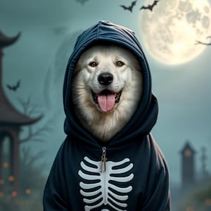スケルトンペットカスタムヴァンパイアハロウィーン犬の肖像画、猫の肖像画、ハロウィーンポスター、ウォールアート、ゴシック猫、犬の絵画、ペットの記念品。