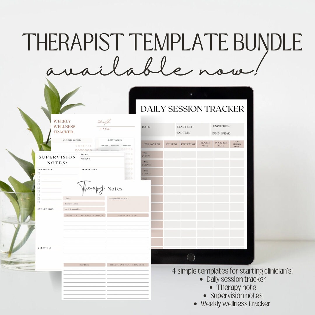 Therapist Template Bundle: Daily Session Tracker, Therapy Note ...