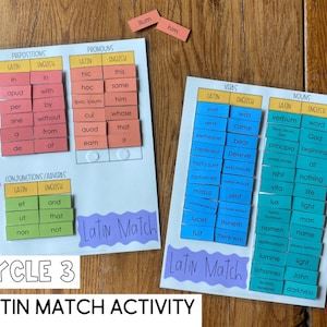 Latin Matching Interactive Chart for Classical Conversations Cycle 3 {also includes a large version)