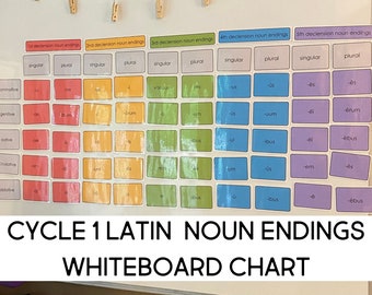 Latin Noun Whiteboard Chart for Classical Conversations Cycle 1