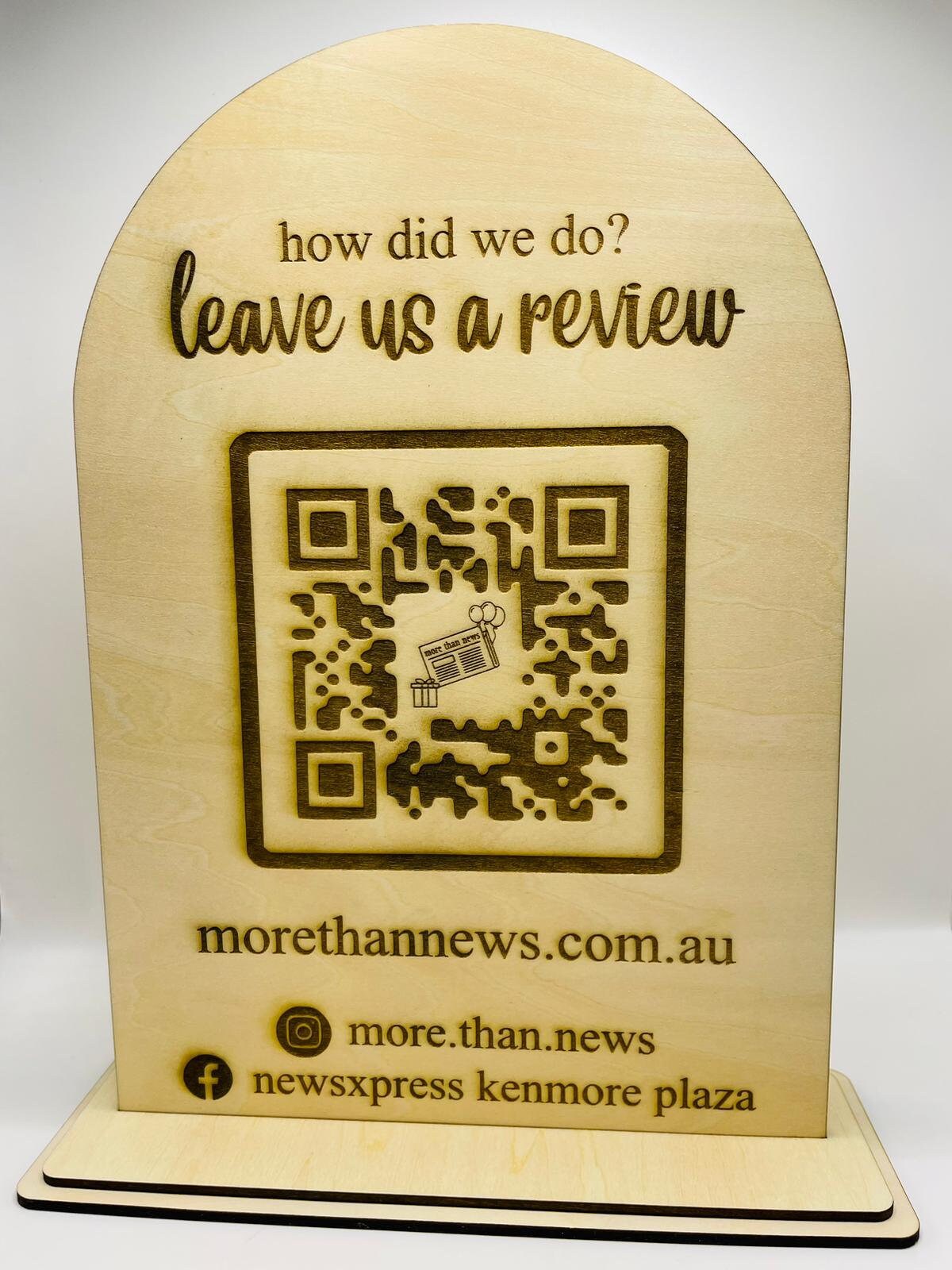 Custom QR Code Stand Social Media Sign Review QR Code Etsy