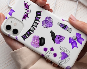 Halloween Spooky Purple Phone Case, Witchy Gothic iPhone and Samsung Case, Cute Case, Clear, Slim and Tough Case C0021