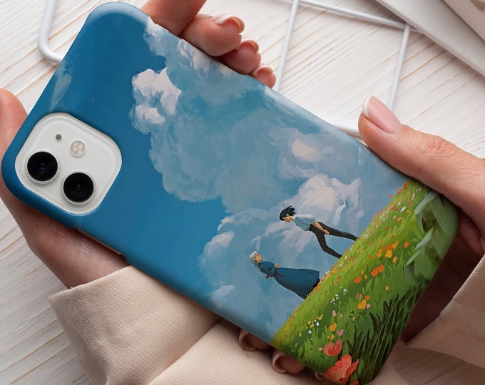 Coque de portable Le château ambulant de Howl, coque pour iPhone et Samsung film d'animation vintage Howl et Sophie, idée cadeau L0006
