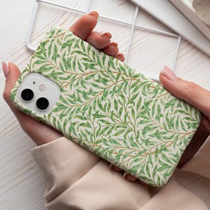 Funda para teléfono Morris, funda para teléfono floral vintage, funda para iPhone y Samsung, funda transparente, delgada y resistente C0010
