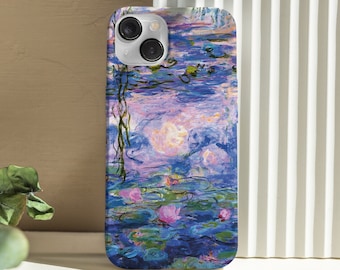 Funda para teléfono con diseño de nenúfares de Monet, funda para iPhone y Samsung de alta calidad con diseño de nenúfares de Claude Monet, funda para teléfono C0005