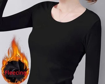O Neck & V Neck Women's Lightweight Compression Baselayer Shirt Long Sleeve Thermal Underwear Winter Tops for Ultimate Warmth and Style Etsy
