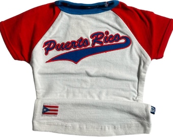 T-shirt court pour bébés Puerto Rico extensible pour femmes || Football || Équipe || Filles || Football ||Porto Rico || Etsy || Livraison gratuite