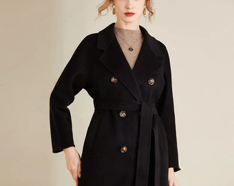 Fleece Coat, Wool Blend Coat, Double Breasted Coat, Wool Long Coat, Winter Wool Coat, Winter Coat Women, Gifts for Her, Gifts For Mom