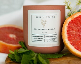 Grapefruit and Mint Natural Soy Wax Candle