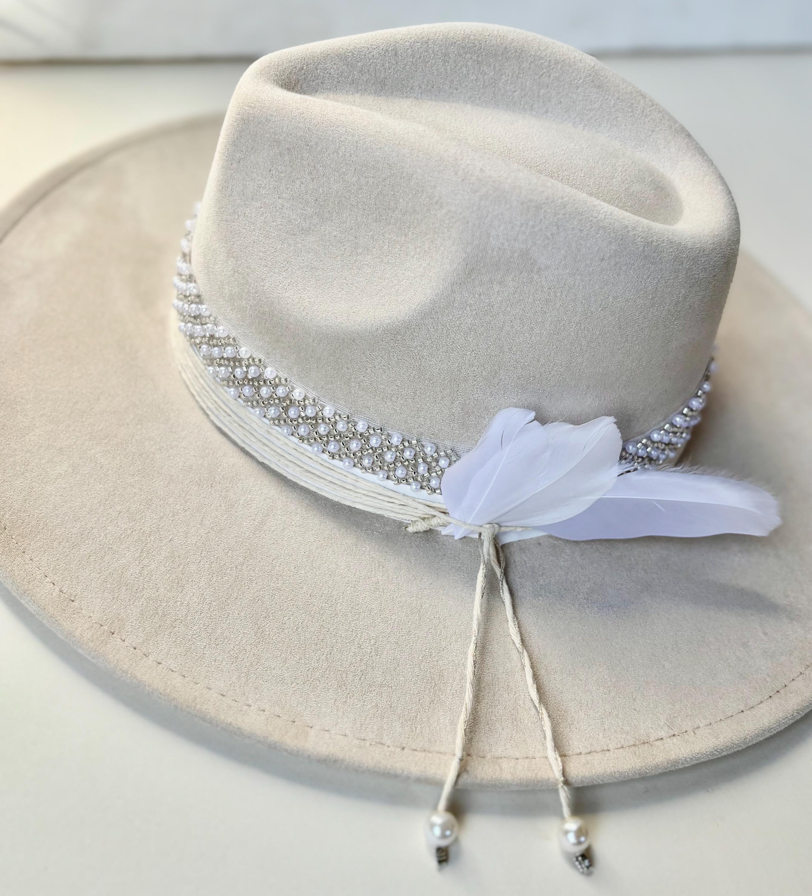 Beige Beaded Fedora - Etsy display picture 3