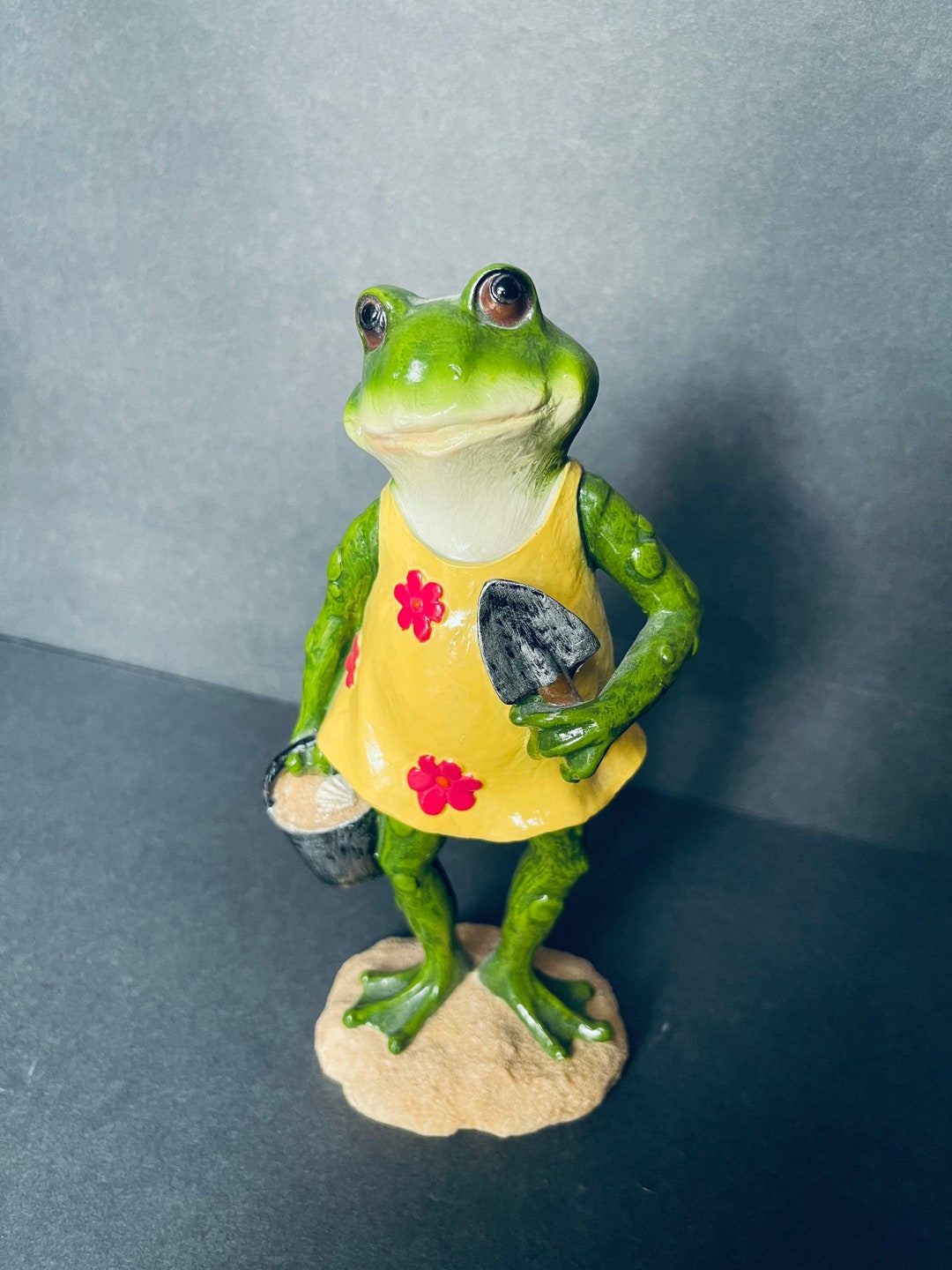 Resin Frog Garden Statue Holding Shovel and Bucket Etsy