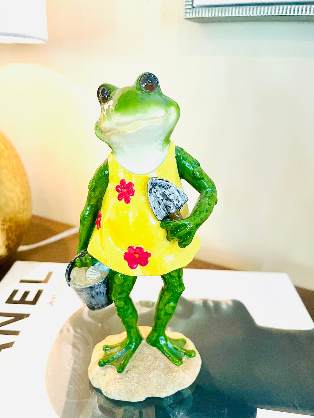 Resin Frog Garden Statue Holding Shovel and Bucket Etsy
