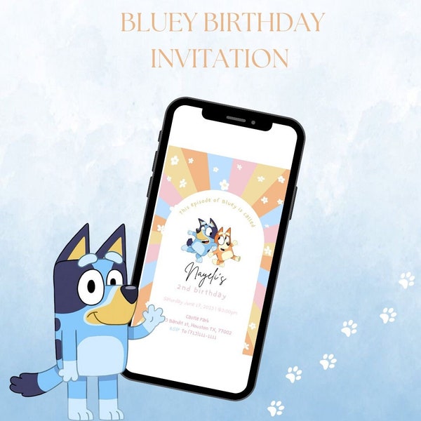 Bluey birthday digital invitations