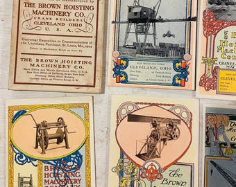 Antieke 1904 kraantakelkaarten complete set, St. Louis World's Fair Efemere