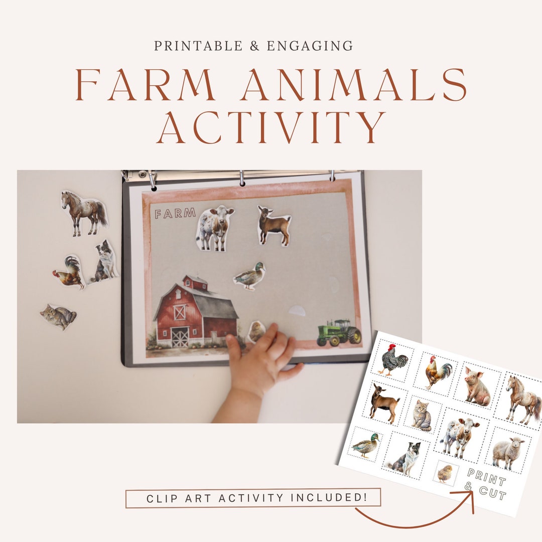 Toddler Montessori Learning Binder, Farm Animals Matching Activity ...