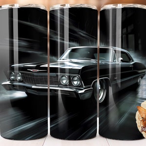 Chevy Tumbler Wrap, Sublimation Tumbler Design , Black Chevy Classic Automobile Printable,  20oz Skinny Straight Tapered Wrap