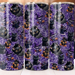 Halloween Cat Pattern Tumbler Wrap,  20oz Straight Wrap, Halloween Hat, PNG Download, Variations Included,  Sublimination, Vinyl