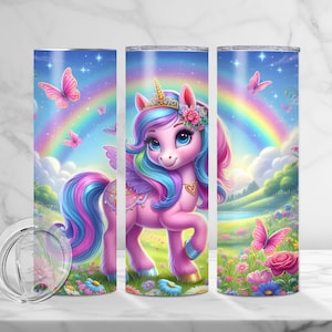 Dziecięca owijka na kubek Pony, wzór sublimacji koni, owijka winylowa, żywica epoksydowa, 20oz Skinny Straight Wrap, wzór Cartoon My Pony