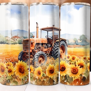 Rustikaler Traktor Tumbler Wrap, Sublimationsbecher Design, 20 Unzen Skinny Straight Tapered