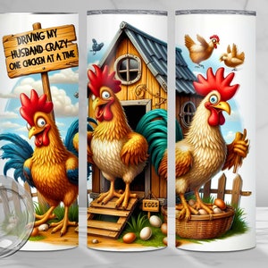 Crazy Chicken Tumbler Wrap, Sublimation,  Chicken Lovers Tumbler Design , 20oz Skinny Straight