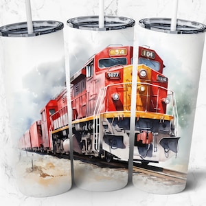 Diesel Train Tumbler Wrap, Sublimation Tumbler Design , Red Train Printable,  20oz Skinny Straight Tapered Wrap, Vinyl Wrap, Epoxy
